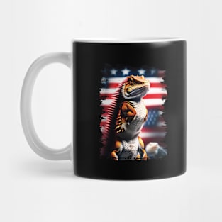 American Flag Bearded Dragon Patriotic Lizard Lover Mug